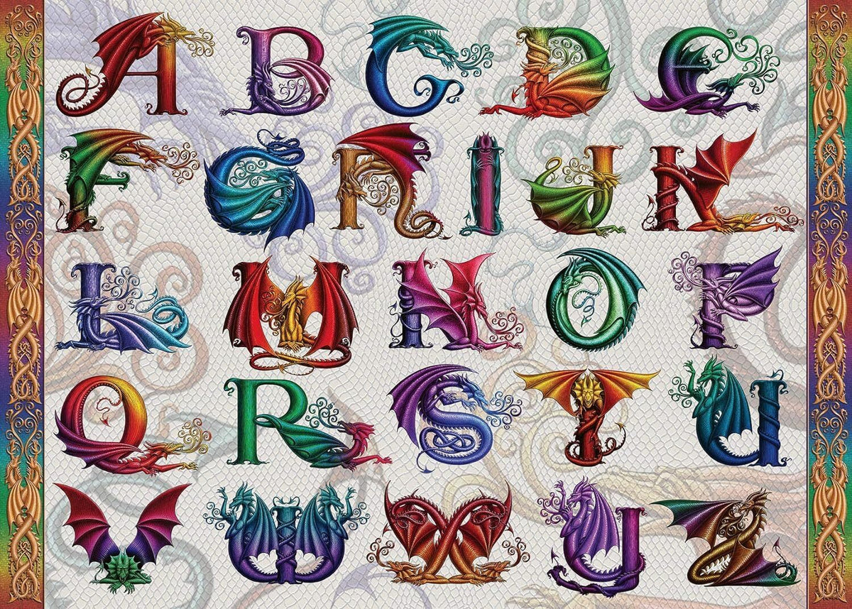 1000pc Ravensburger Dragon Alphabet Jigsaw Puzzle Set Adults