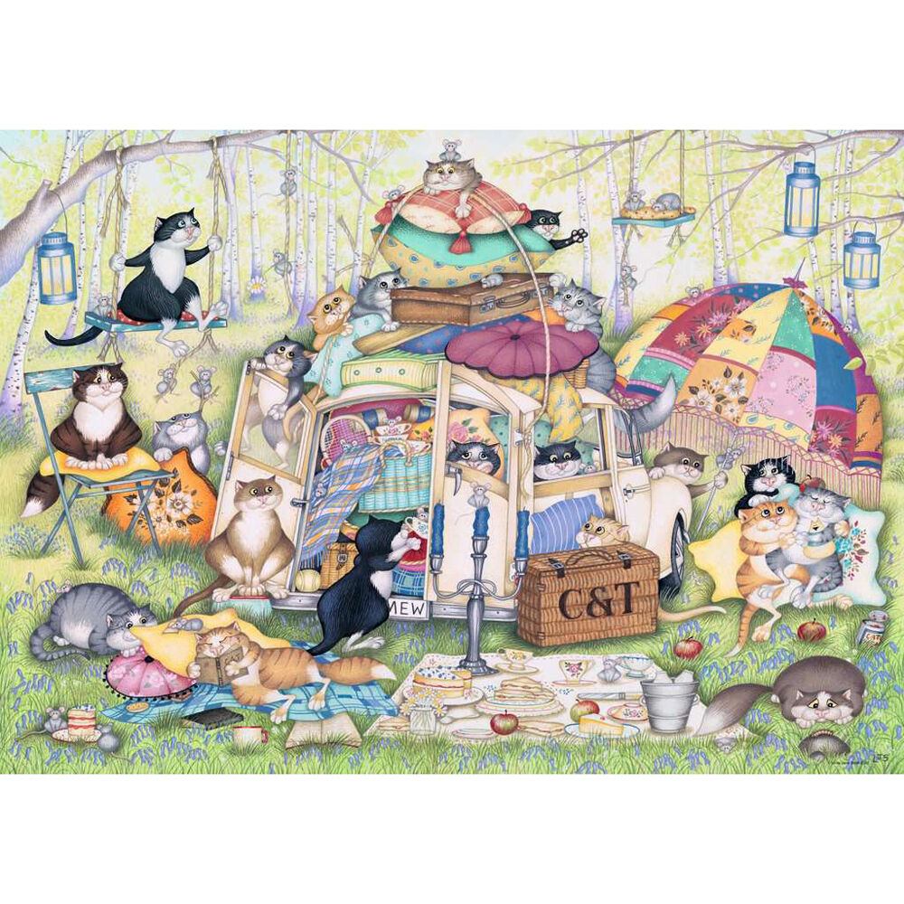 1000pc Ravensburger Crazy Cats The Good Life Jigsaw Puzzle 70x50cm 12y+
