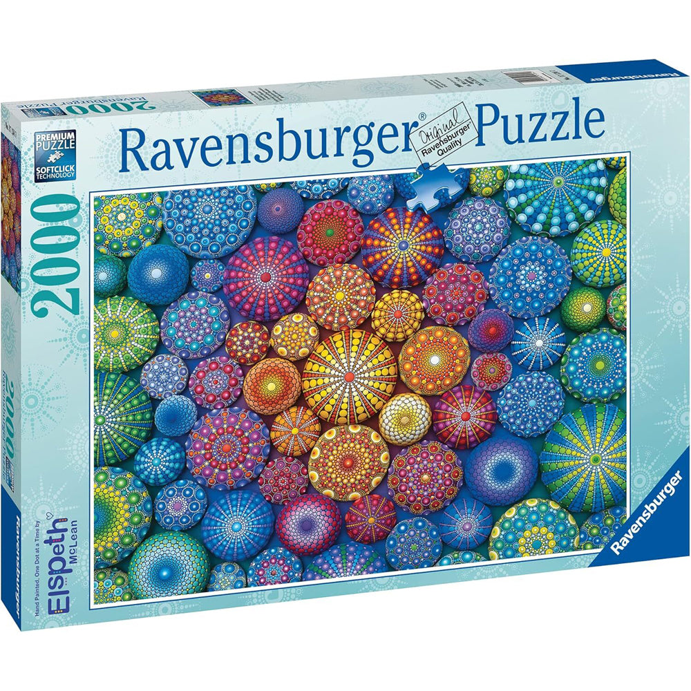 2000pc Ravensburger Radiating Rainbow Mandalas Adults Jigsaw Puzzle