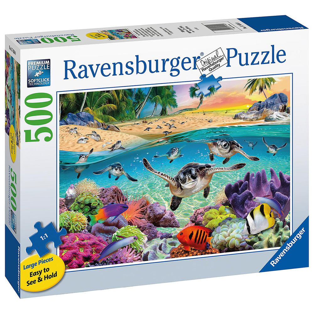 500pc Ravensburger Race Of The Baby Sea Turtles Family Jigsaw Puzzle 70x50cm