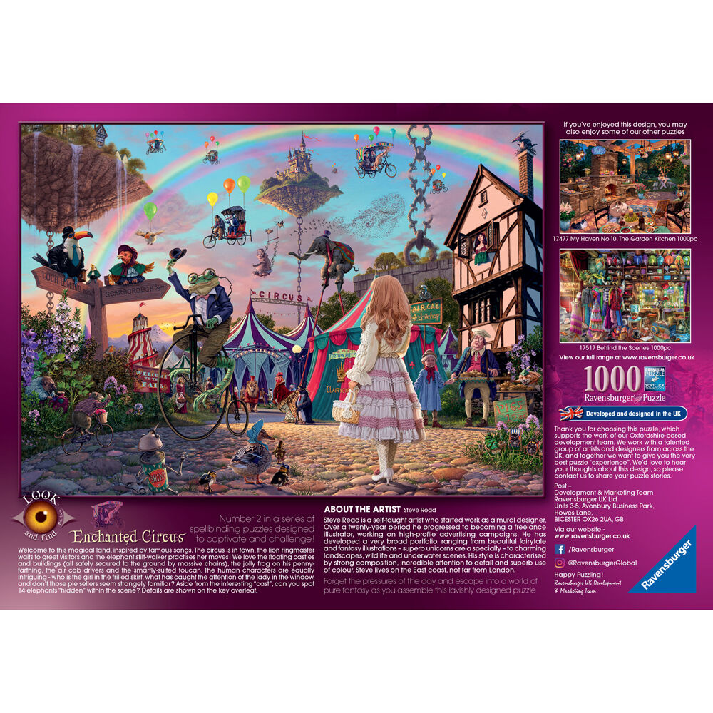 1000pc Ravensburger Look & Find No 2 Enchanted Circus Jigsaw 70x50cm 14y+