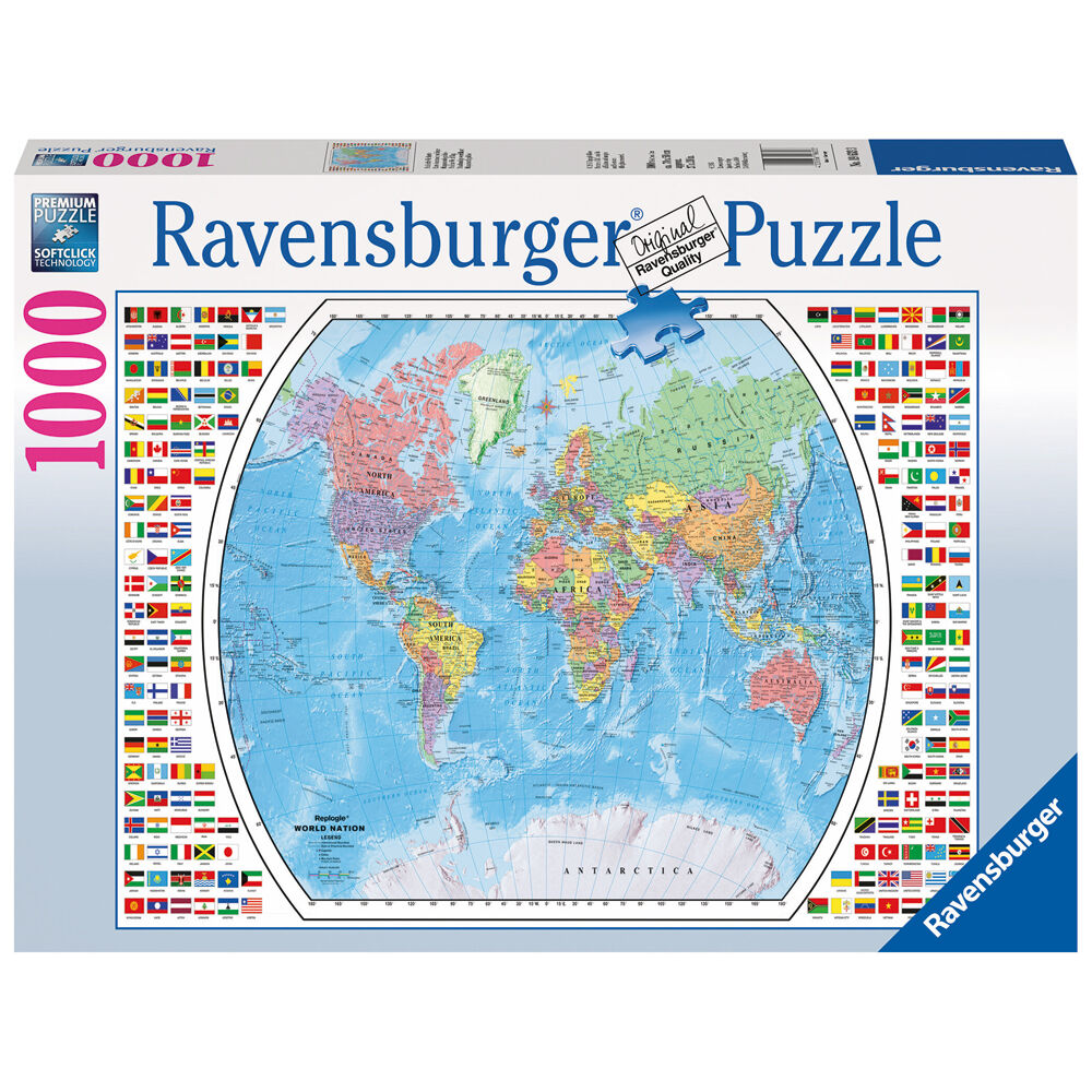 1000pc Ravensburger Political World Map Jigsaw Puzzle 70x50cm 12y+