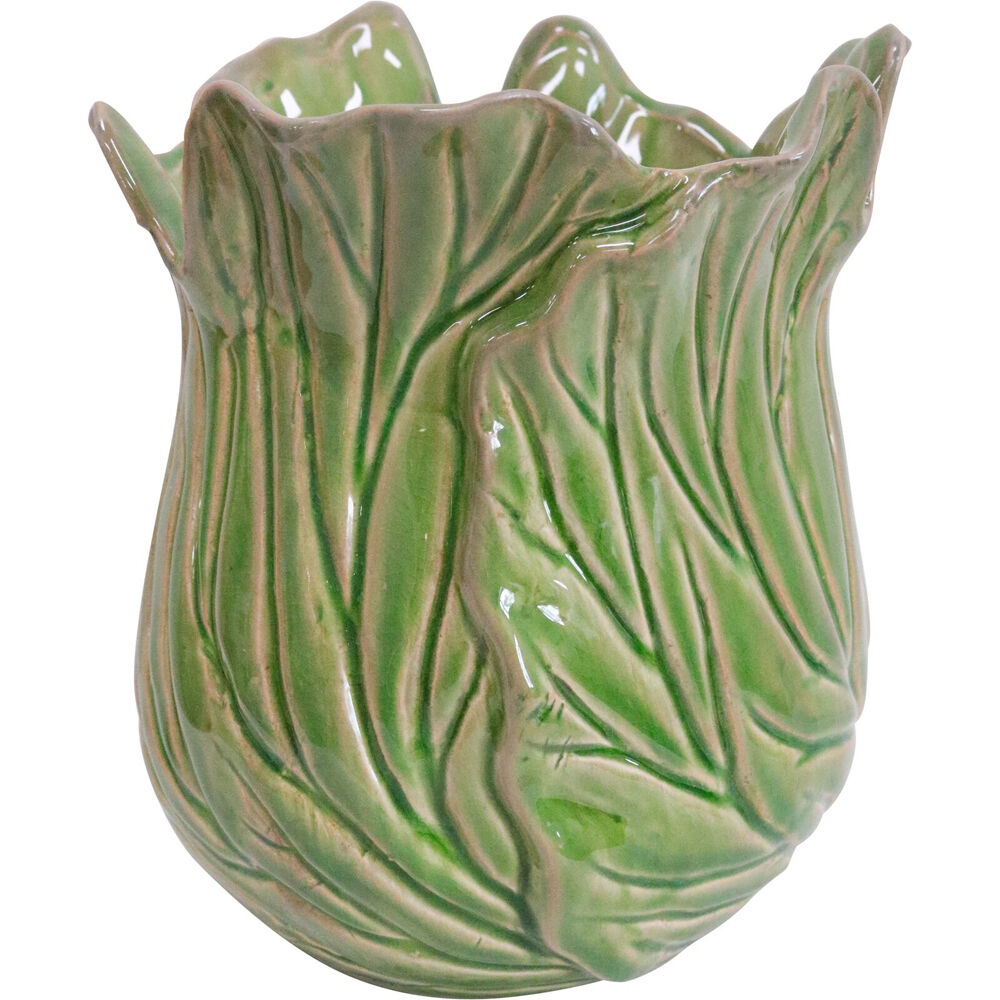 2PK LVD Ceramic Cabbage Flower Vase Home Decor Green Medium