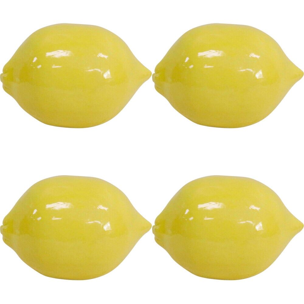 4PK LVD Ceramic Lemon Sculpture Home Decor Large 13cm Yellow