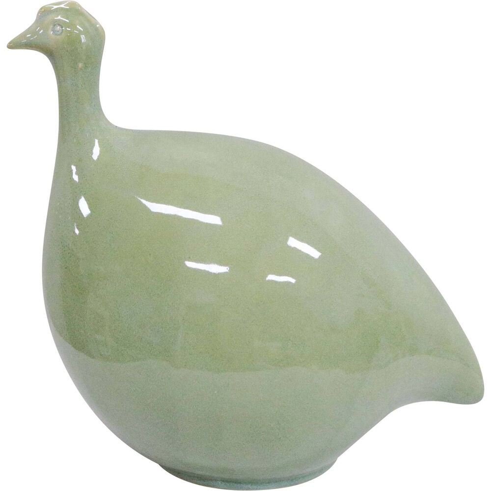 LVD Ceramic Guinea Fowl Sculpture Home Decor 25x22cm French Green