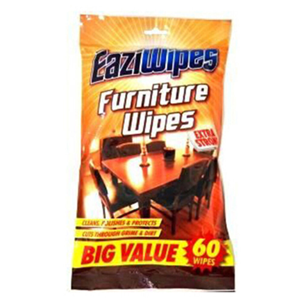 12x 60pc EaziWipes Furniture Cleaning Wood Polish Wipes 16x20cm - White