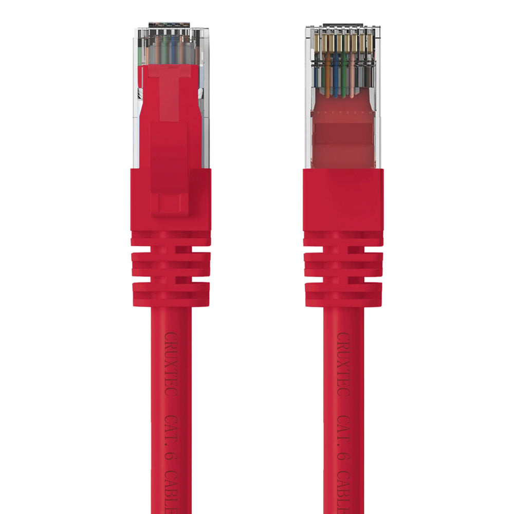 6PK Cruxtec RJ45 Internet LAN 1m CAT6 10GbE Ethernet Cable - Red