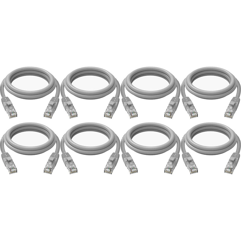 8PK Cruxtec CAT6 10GbE Home/Office Ethernet Cable 5m - Grey