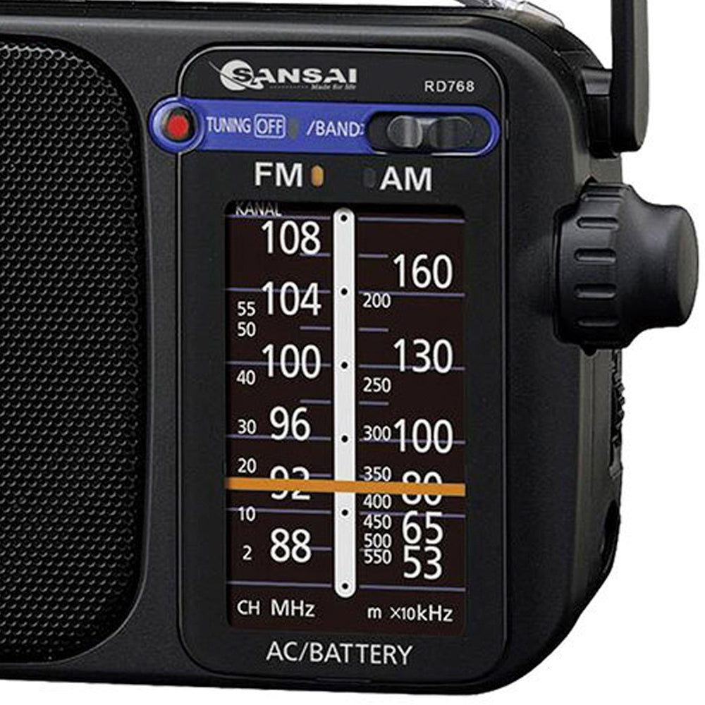 Am/Fm Black Portable Radio Speaker/Earphone Plug Jack/On Battery/Power Ac/Dc