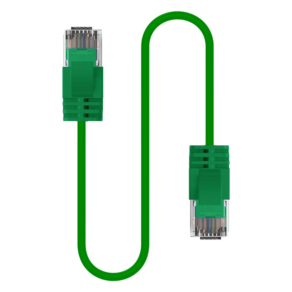 10PK Cruxtec Ultra-Thin CAT6A U/UTP Ethernet Cable 0.3m - Green