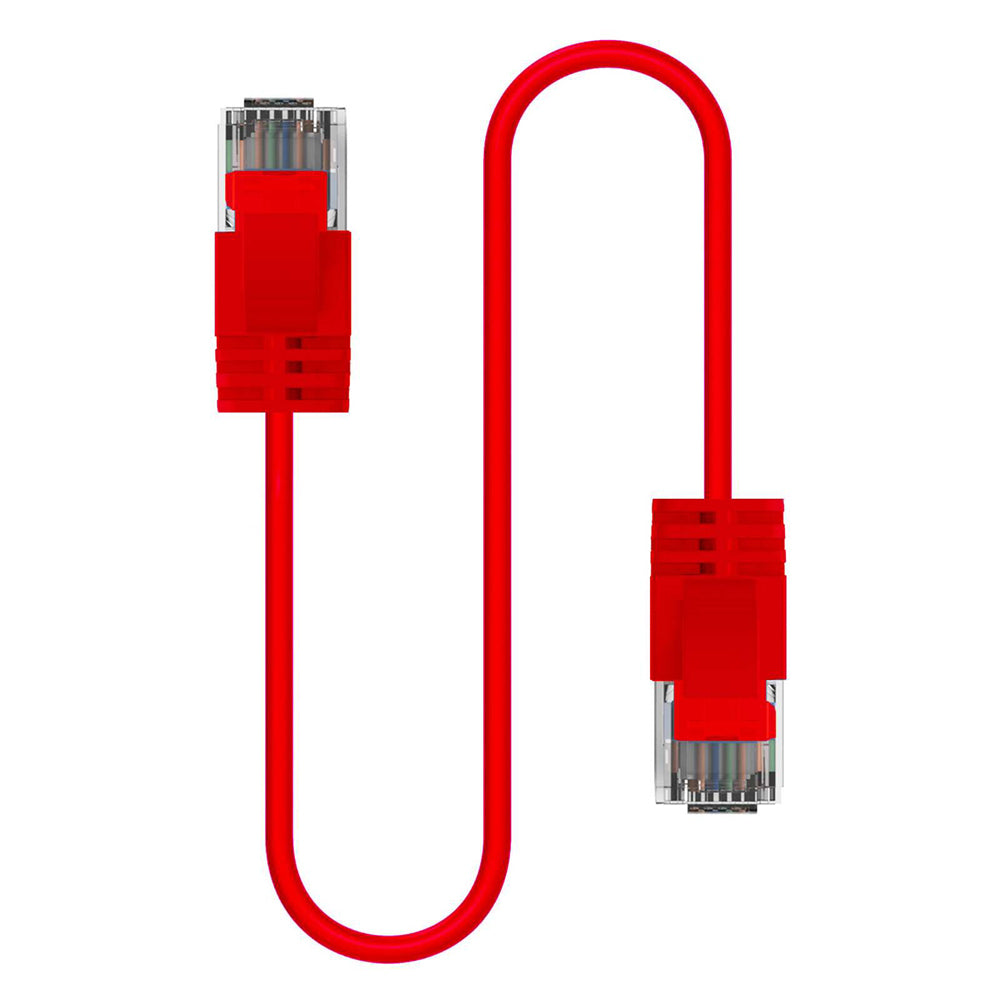 10PK Cruxtec Ultra-Thin CAT6A U/UTP Ethernet Cable 0.5m - Red