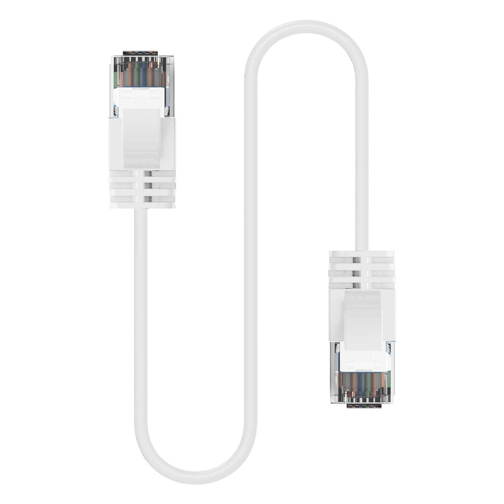 10PK Cruxtec Ultra-Thin CAT6A U/UTP Ethernet Cable 0.5m - White