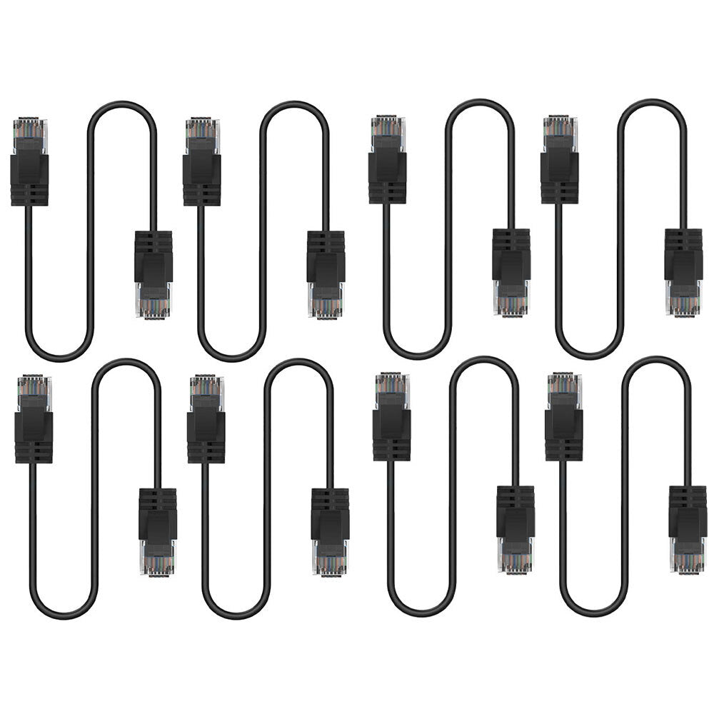 8PK Cruxtec Ultra-Thin CAT6A U/UTP Ethernet Cable 2m - Black