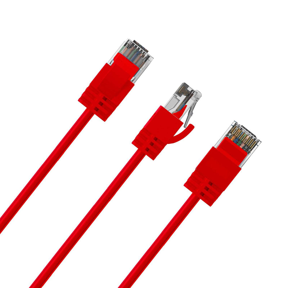 8PK Cruxtec Ultra-Thin CAT6A U/UTP Ethernet Cable 2m - Red