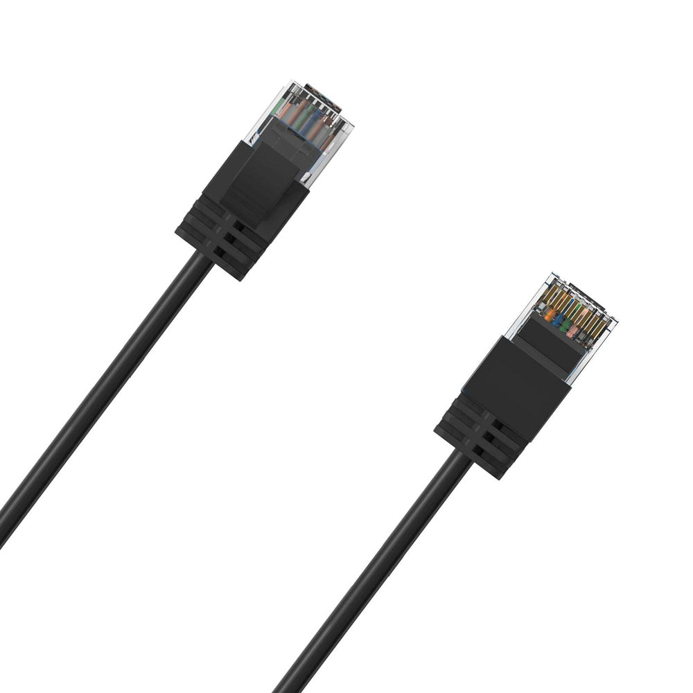 8PK Cruxtec Ultra-Thin CAT6A U/UTP Ethernet Cable 3m - Black
