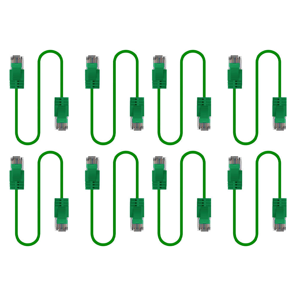 8PK Cruxtec Ultra-Thin CAT6A U/UTP Ethernet Cable 3m - Green