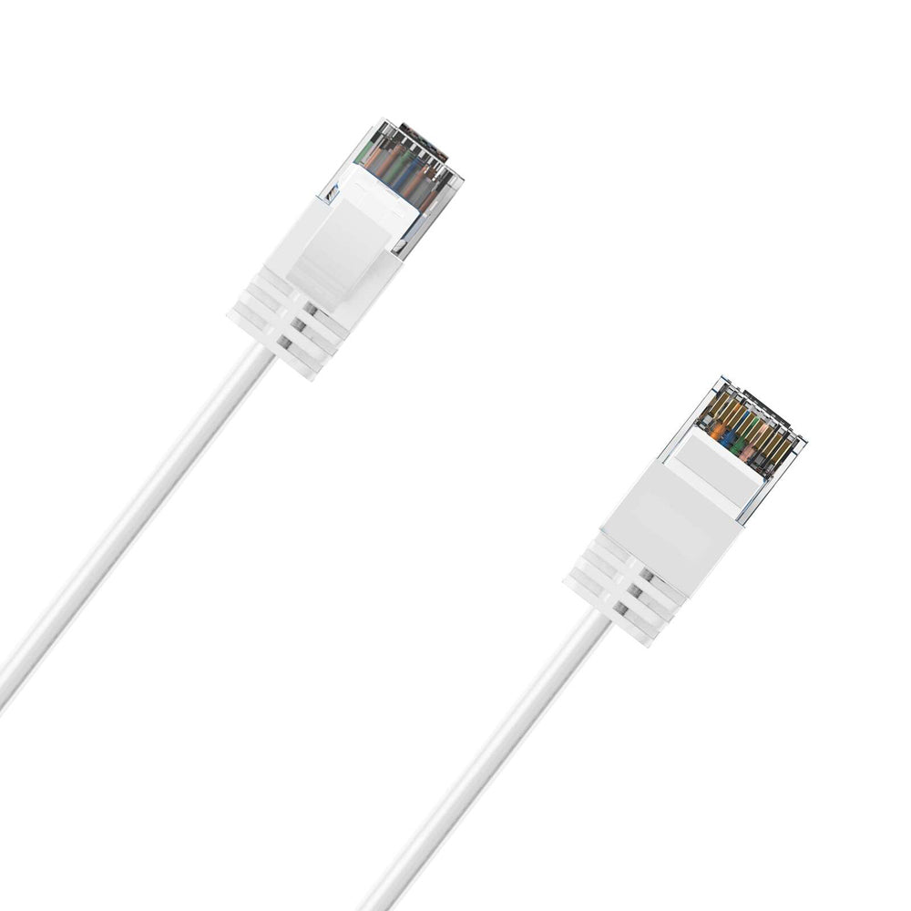 8PK Cruxtec Ultra-Thin CAT6A U/UTP Ethernet Cable 3m - White