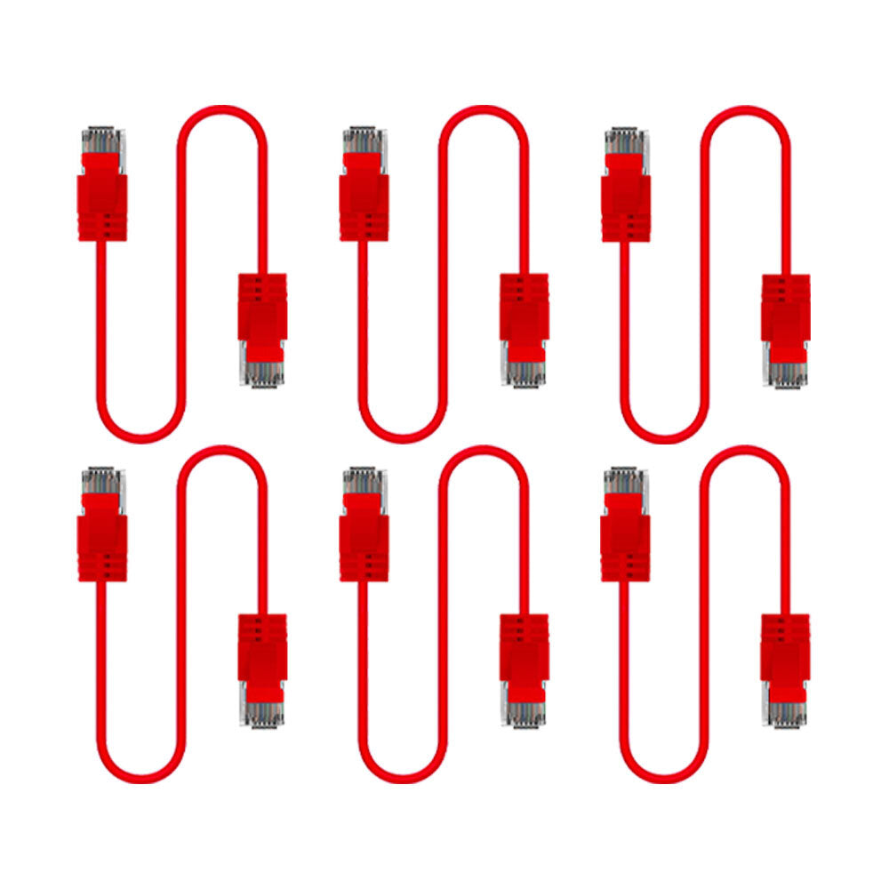 6PK Cruxtec Ultra-Thin CAT6A U/UTP Ethernet Cable 5m - Red