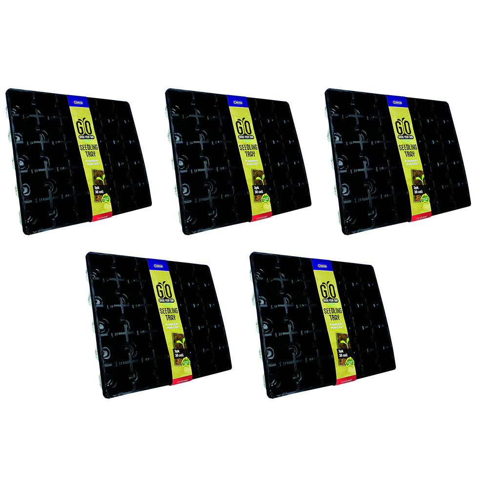 5PK 3pc Homeleisure 30-Square Cell Plastic Seedling Tray Black