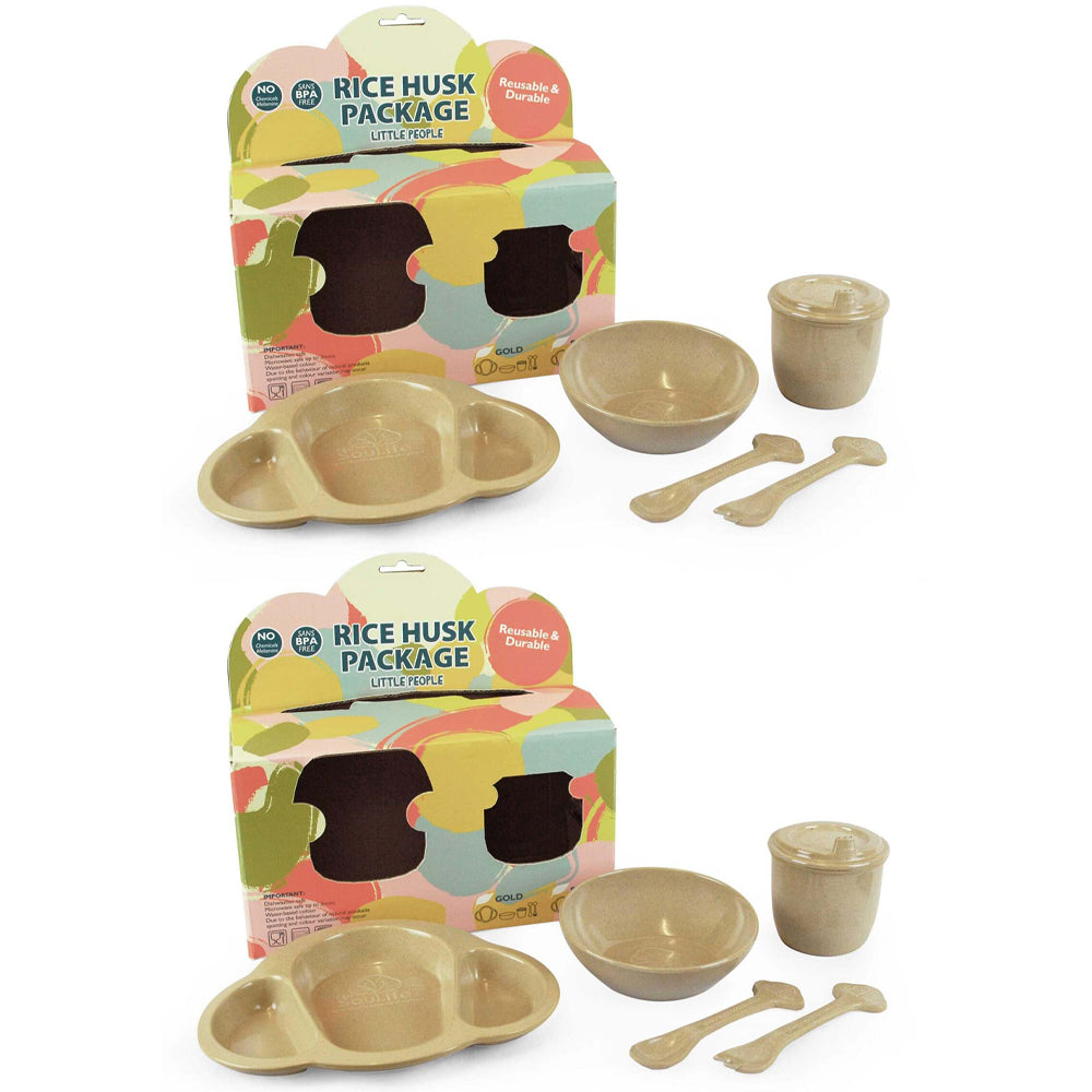 2x 5pc EcoSouLife Reusable Rice Husk Baby Feeding Set - Beige