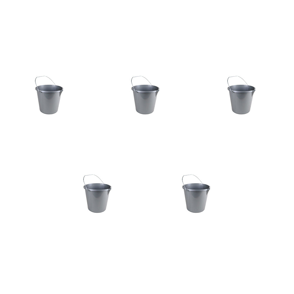 5PK Homeleisure Bucket Metal 10L Silver Laundry Cleaning