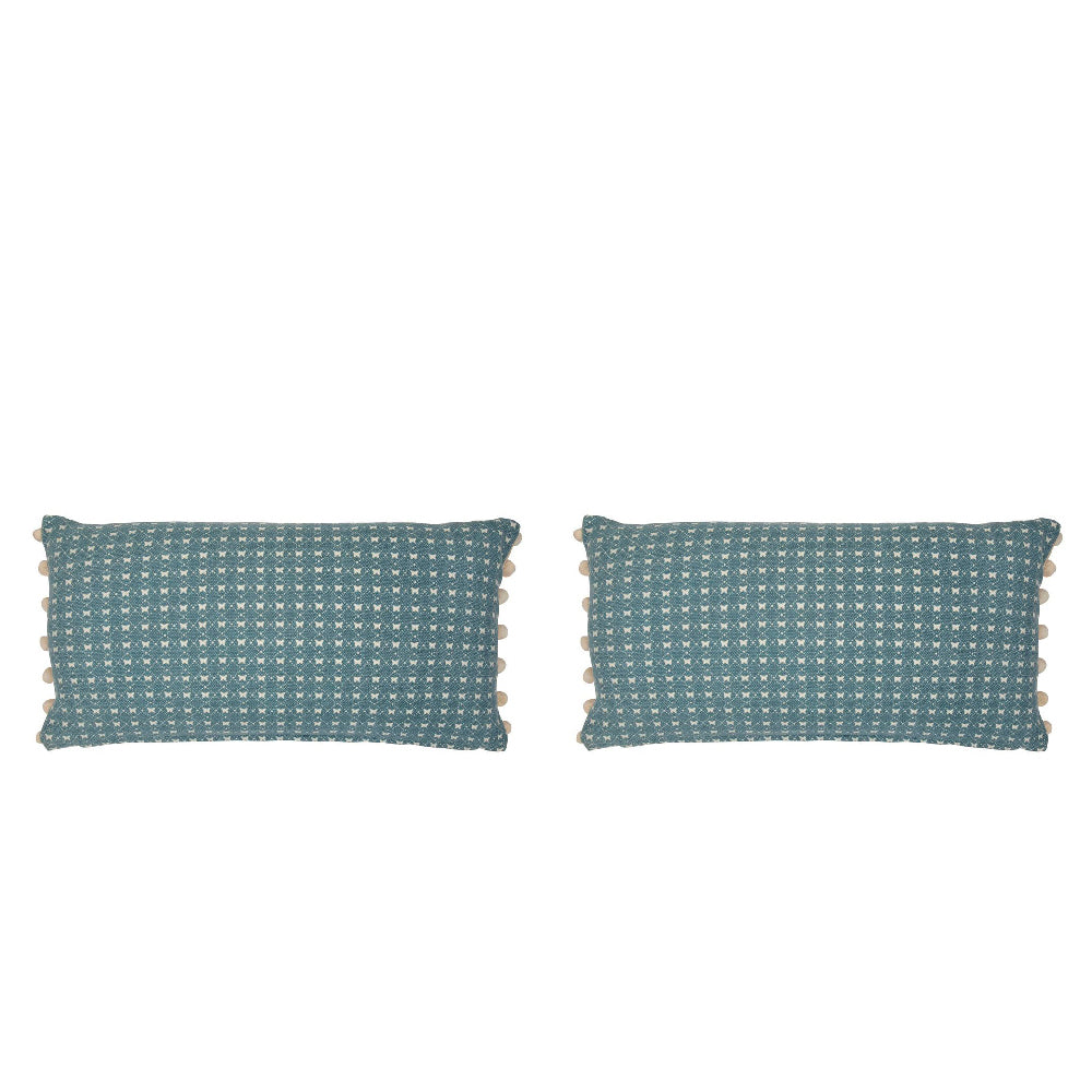 2PK Belle Butterfly Lace Rectangle Cushion Cover 60x30cm - Powder Blue