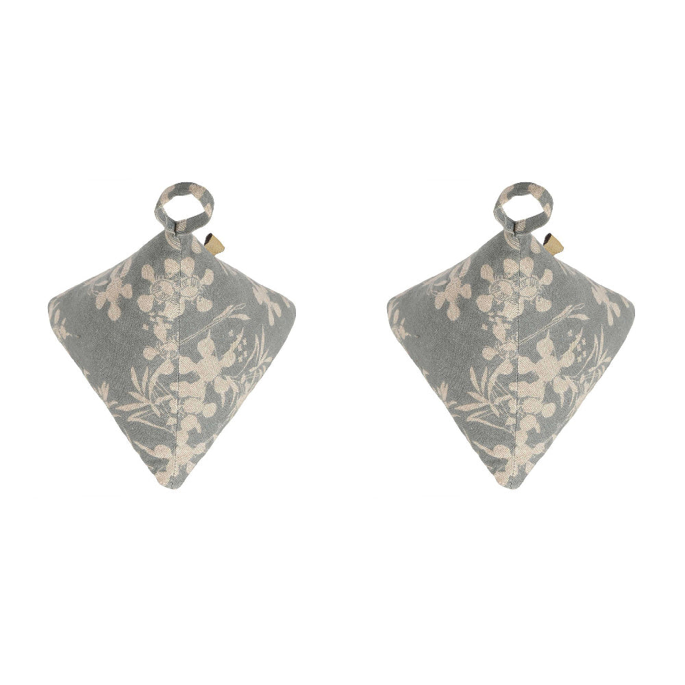 2PK Belle Taupe Chambray Myrtle Doorstop Draft Stopper - Slate
