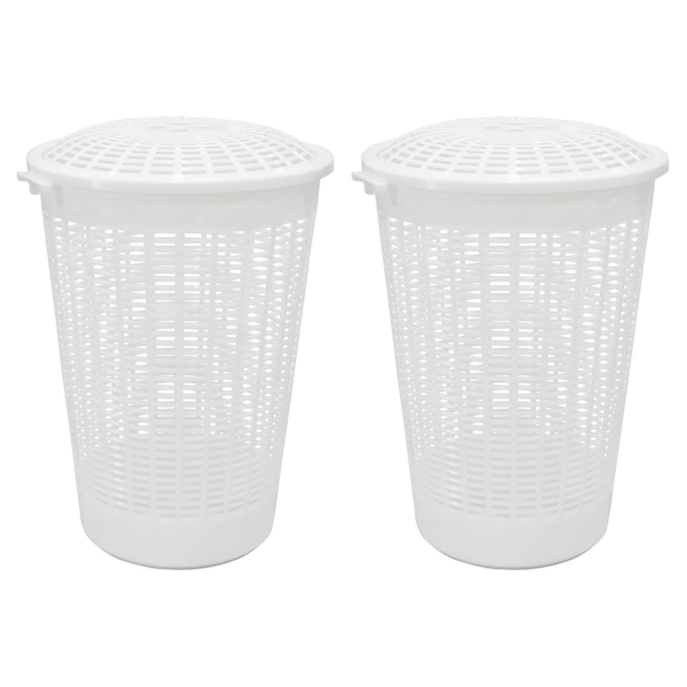 2PK Homeleisure Linen Hamper 62L White Laundry Cleaning
