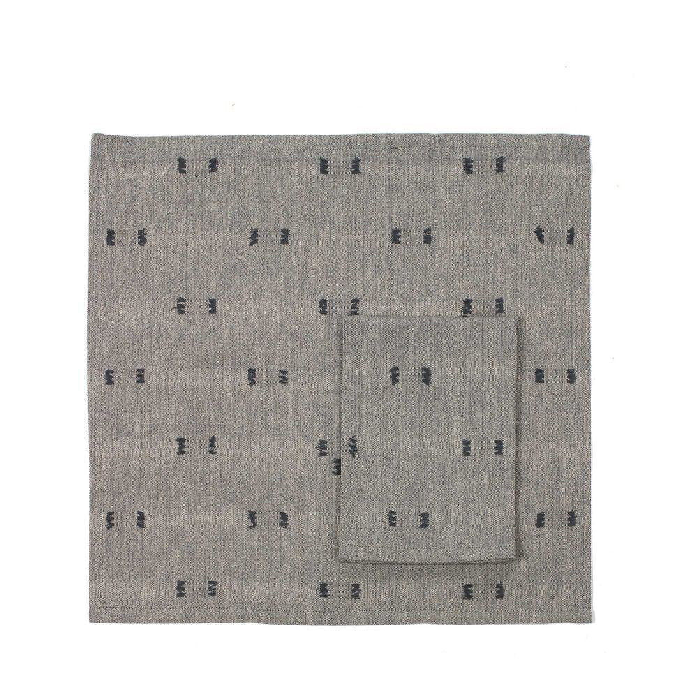 2x 4pc Belle Tuft Cotton Napkin Set 40x40cm Square - Dark Slate
