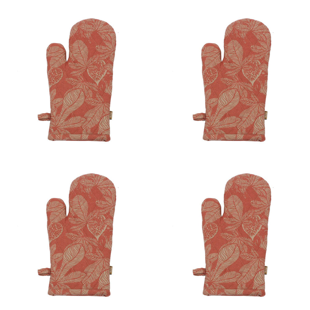 4PK Belle Fig Tree Cotton Single Oven Glove Mitt 32x18cm - Rose Dawn