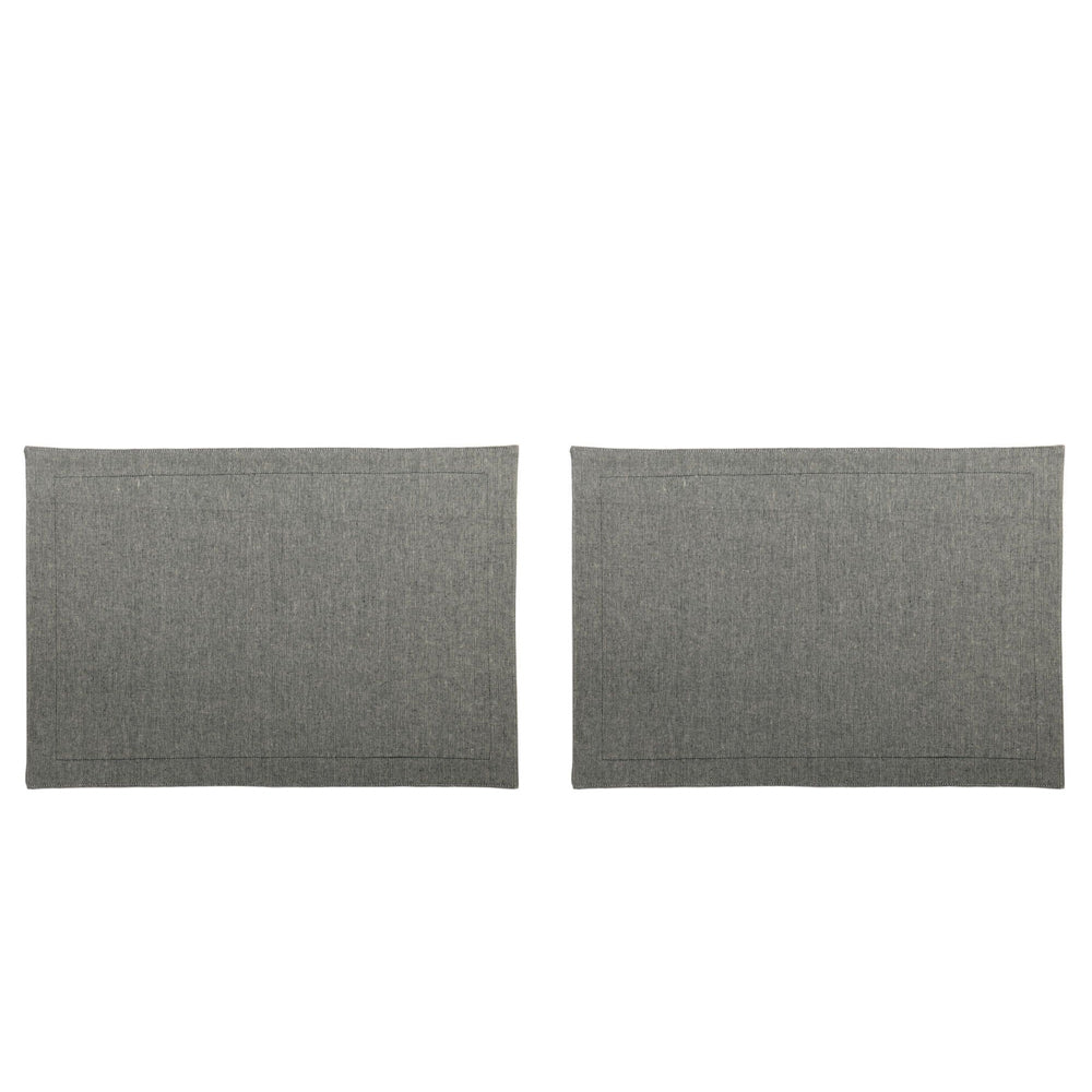 2x 4pc Belle Chambray Cotton Placemat Set Set 48x33cm Rectangle - Navy