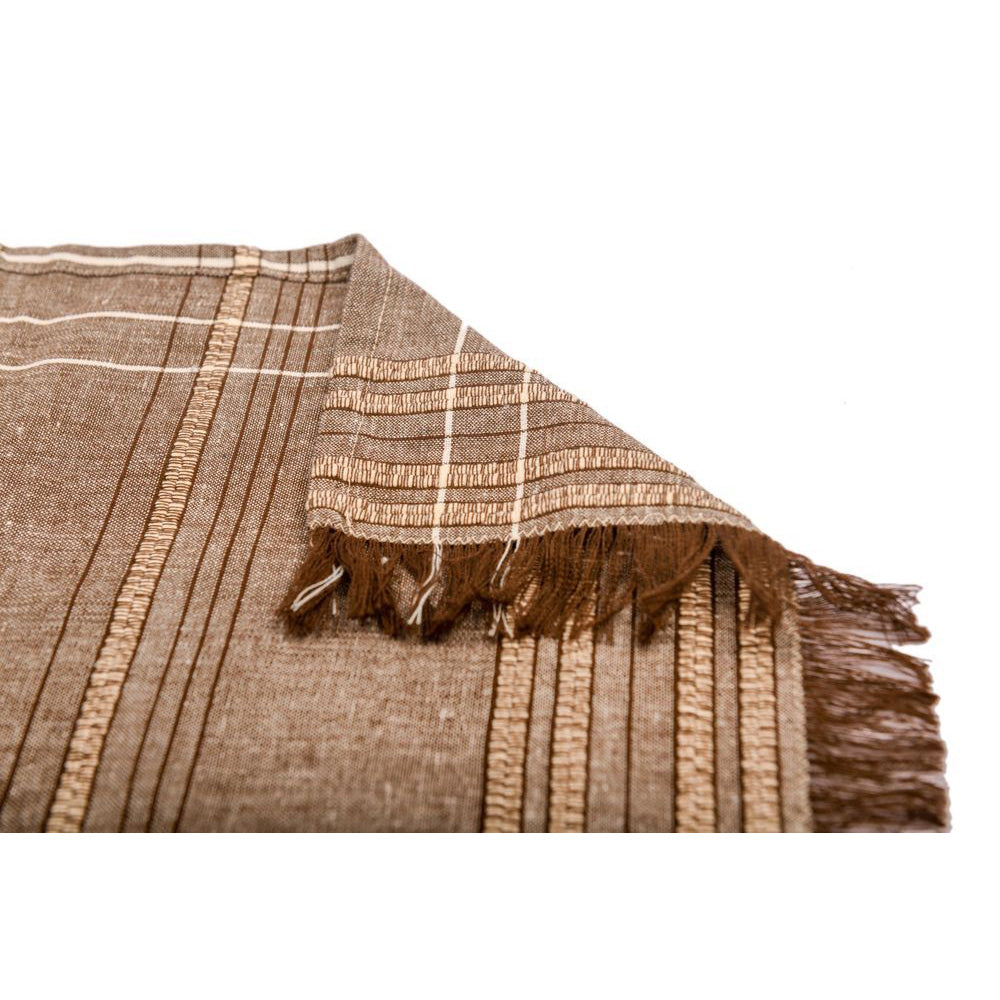 2PK Belle Textured Check Placemat Earth Dining Table Protector 48cm Brown
