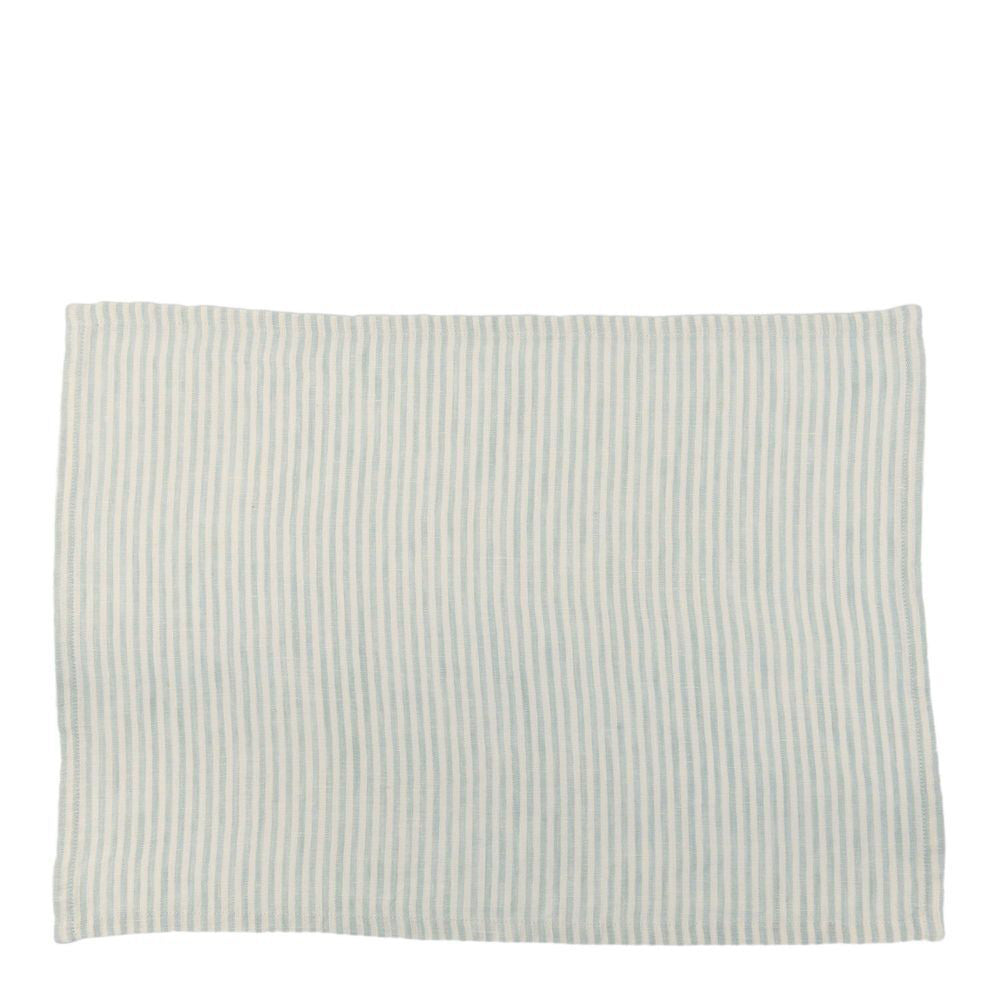 4PK Belle Linen Stripe Placemat 48x33cm Rectangle - Sky Grey