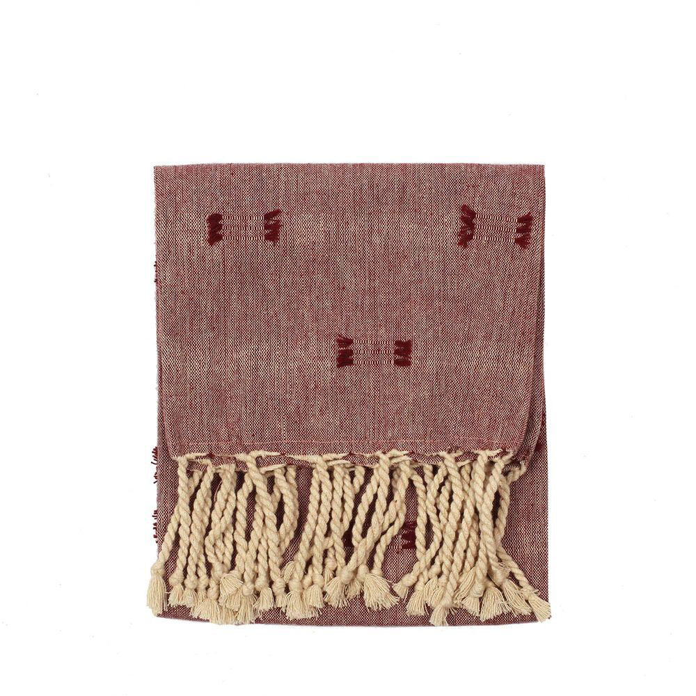 10PK Belle Tuff Cotton Tea Towel Loose w/ Fringe 70x50cm - Ruby