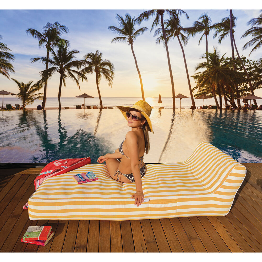 Spire Paradisus Inflatable Pool/Beach Lounger Durable Fabric 190x83x22cm Yellow