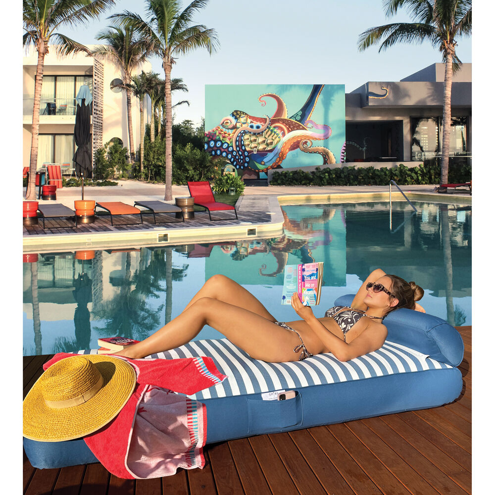 Spire Adalus Inflatable Pool/Beach Lounger Durable Fabric 190x90x22cm Blue