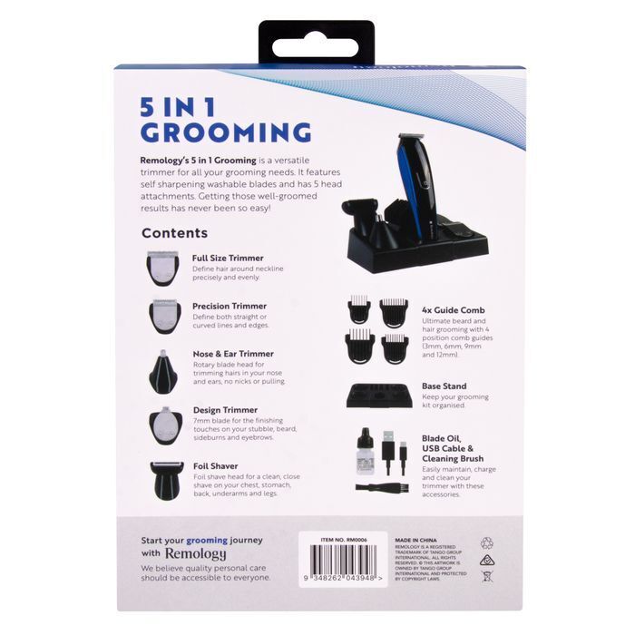 Remology 5in1 Rechargeable Electric Cordless Ultimate Grooming Trimming Kit