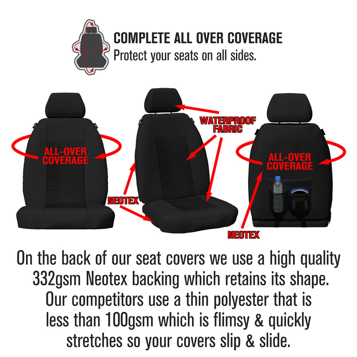 Weekender Jacquard Front Black Seat Covers Colorado Trailblazer DMax MUX 2012-20