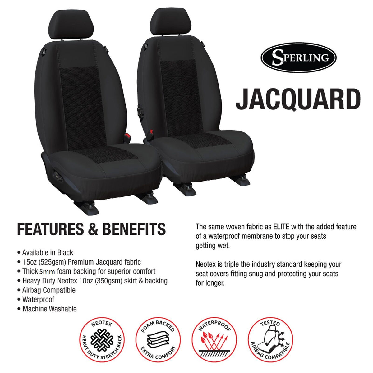 Weekender Jacquard Front Black Seat Covers Colorado Trailblazer DMax MUX 2012-20