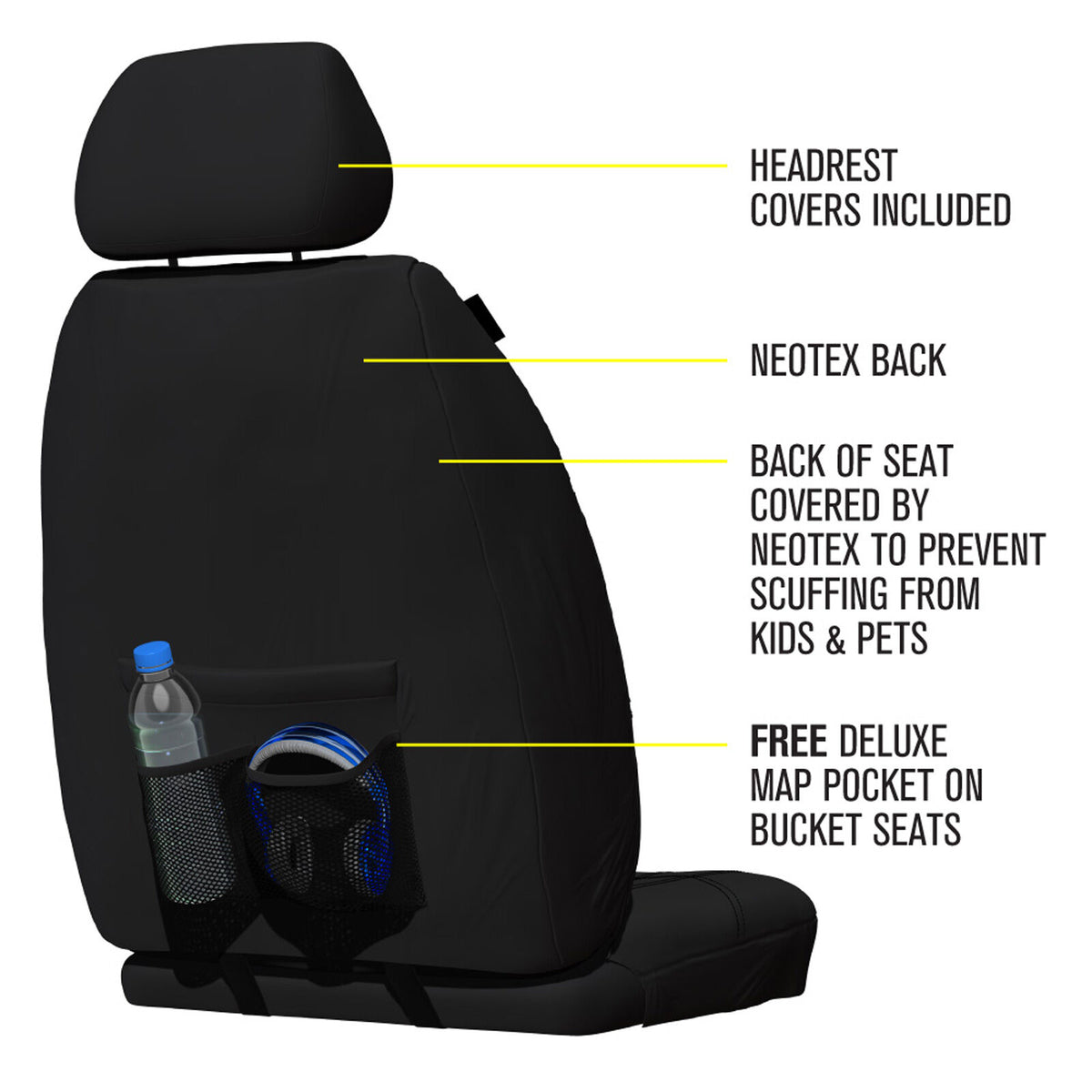Getaway Neoprene Front Black/OR Seat Covers - BT50 Everest Ranger 2011-2022