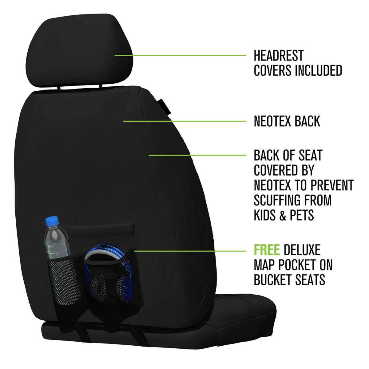 Sperling Weekender Jacquard Front Black Seat Covers Hilux 2015-On