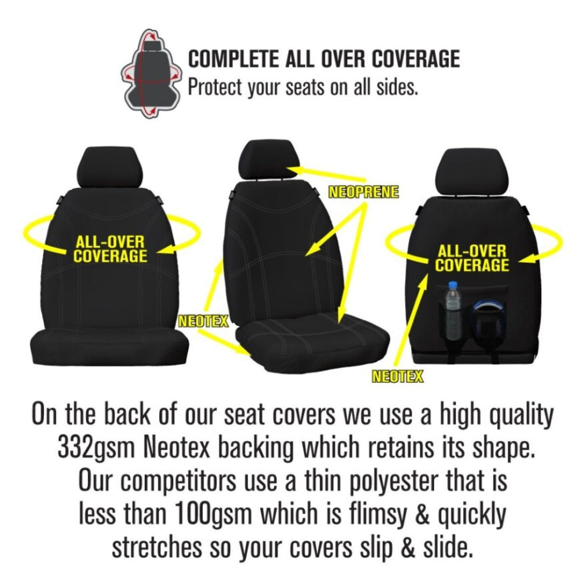 Sperling Getaway Neoprene Front Black/SL Seat Covers - Triton 2012-2015