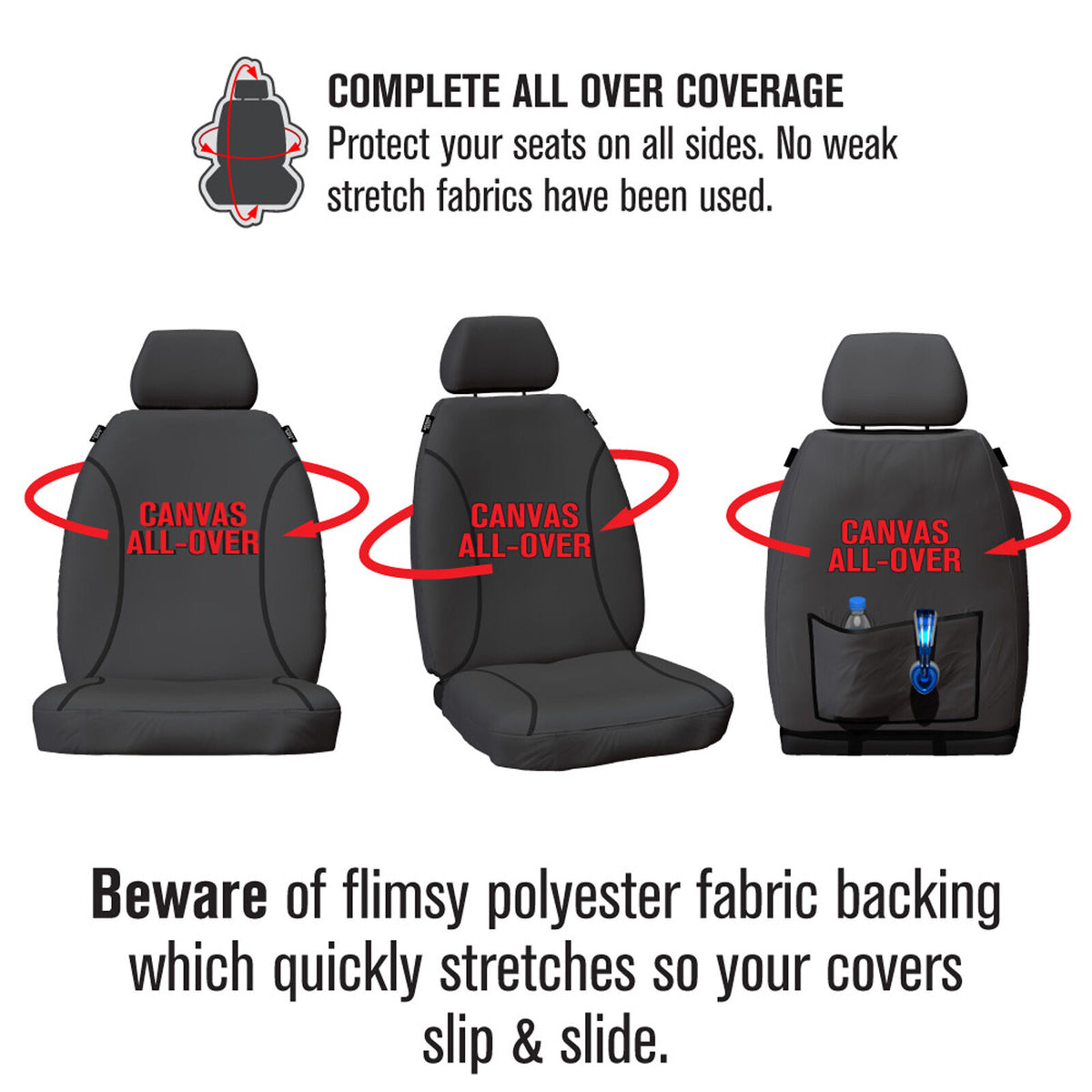 Sperling Tradies Canvas Front Grey Seat Covers - Triton 2012-2015