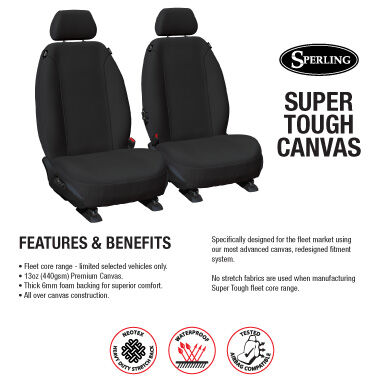 Sperling Super Tough Canvas Front Black Seat Covers - BT50 DMax MUX 2020-On
