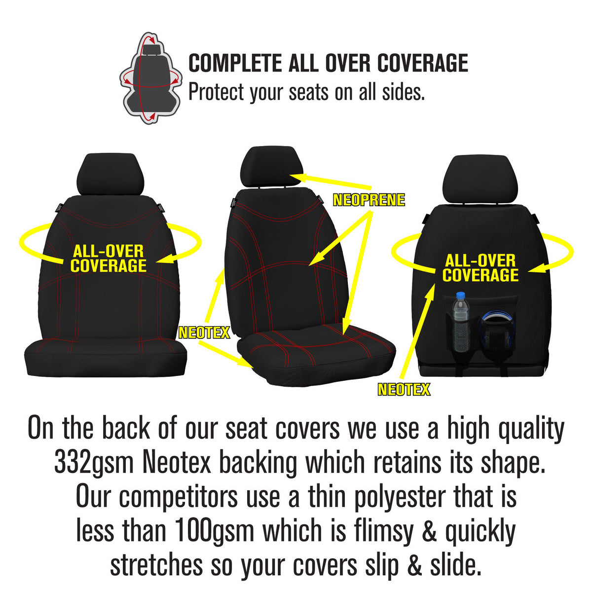 Sperling Getaway Neoprene Front Black/RD  Seat Covers - Tucson 2021-On