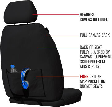 Sperling Super Tough Canvas Front Black Seat Covers - Triton 2023 On