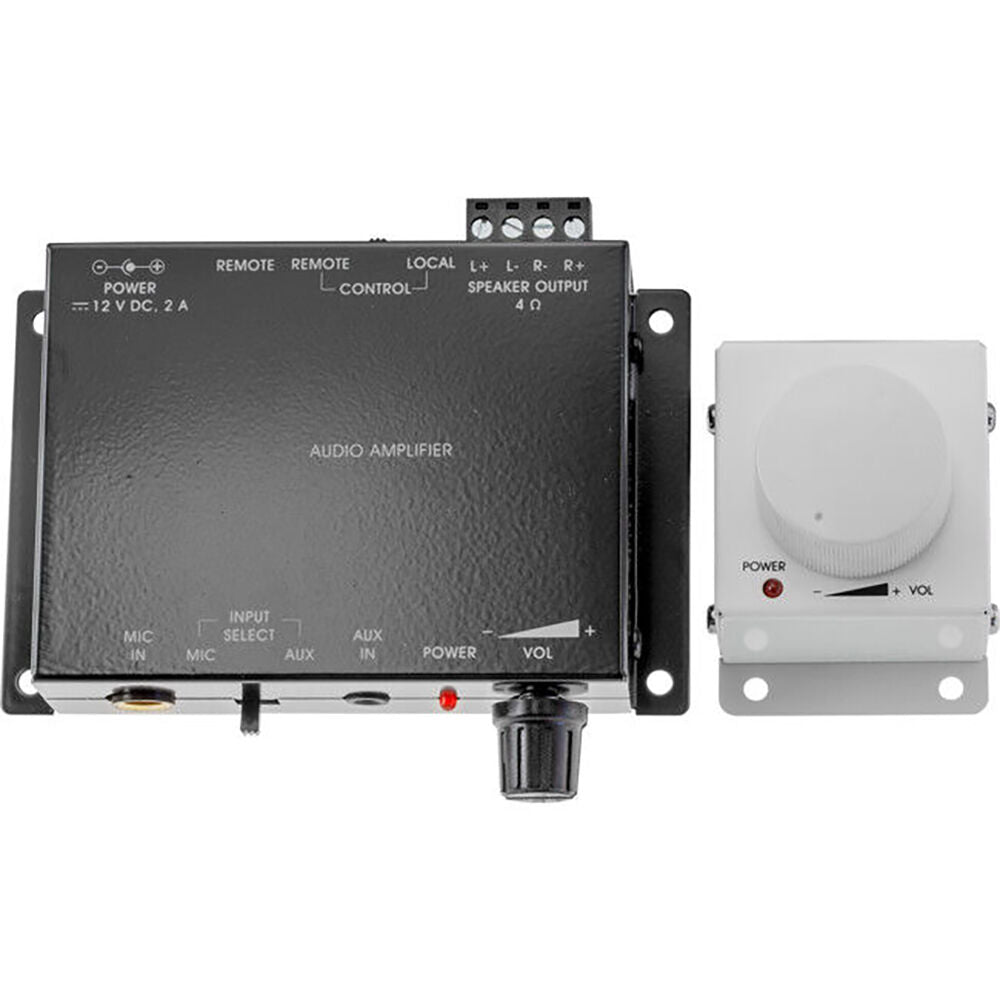 Pro2 Mic & Stereo Power Amplifier Kit w/ Volume Control Box 15x98mm Black