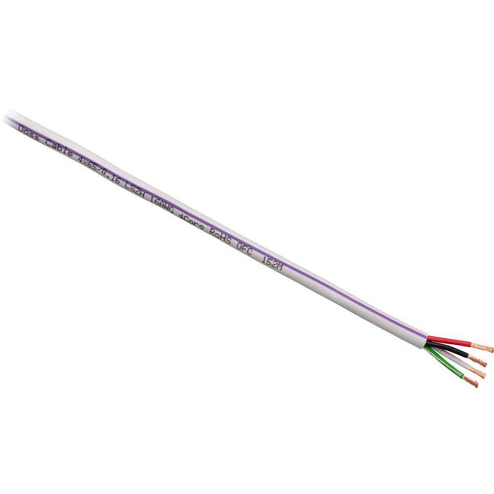 Doss 16AWG 4Core Speaker Cable Connector Cord Pulling Reel Roll White 152M