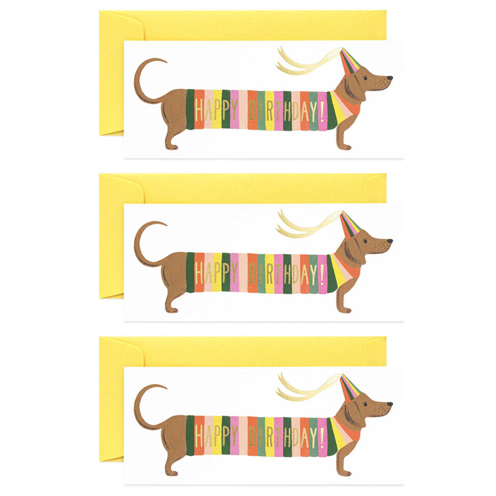 3PK Rifle Paper Co Hot Dog No. 10 Single Long Blank Card w/Envelope 23.5cm