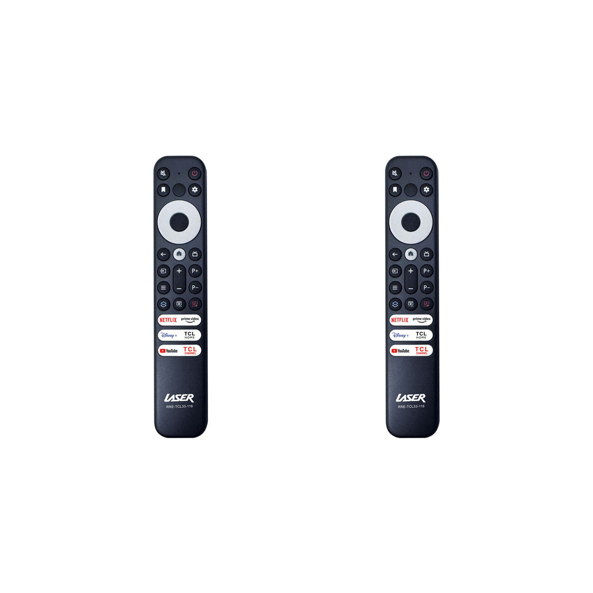 2PK Laser Remote Control for TCL TVs Streaming Shortcuts Soft-touch Black